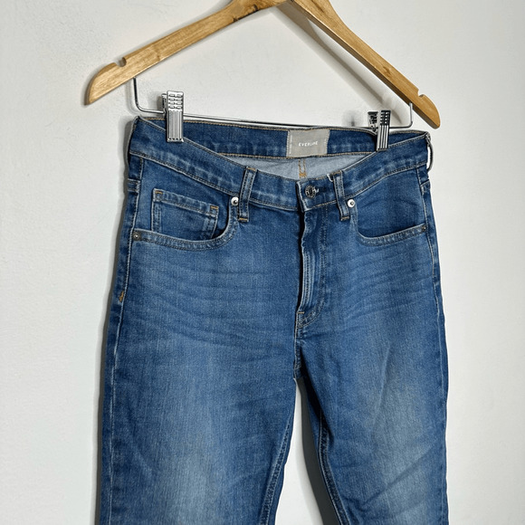 EVERLANE CHEEKY Mid Rise Skinny Jean medium blue stretch womens size 28 ANKLE - Picture 4 of 8